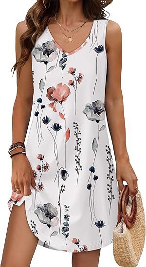 Vestido de férias solta de decote floral em V para escapadas de verão sem esforço