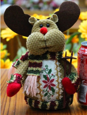 Fofo Papai Noel rústico, rena e decorações de Natal do boneco de neve