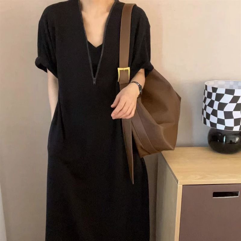Premium Retro Hepburn Style Dress with Zipper Closure