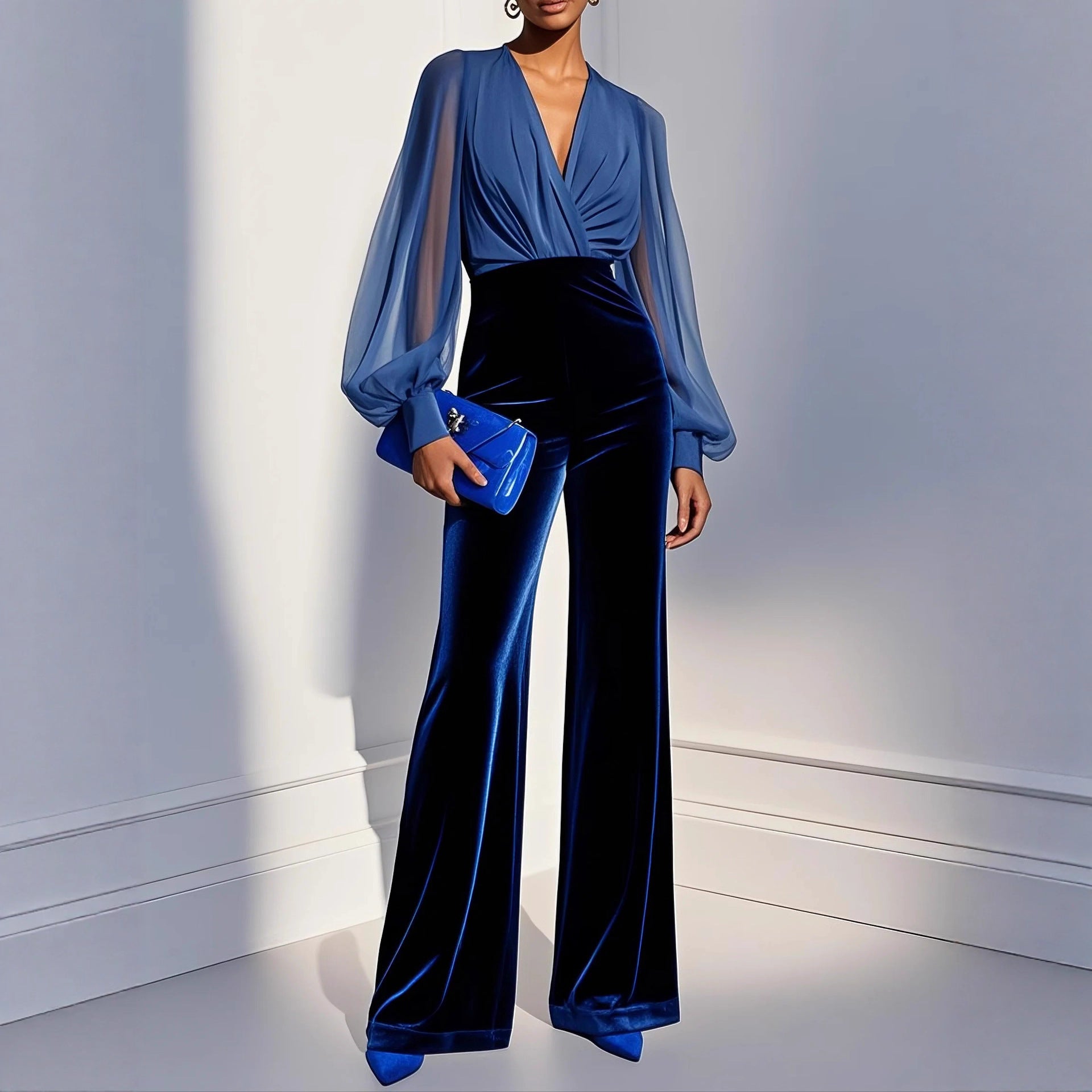 Velvet Jumpsuit With An Elegant Sophisticated Vibe
