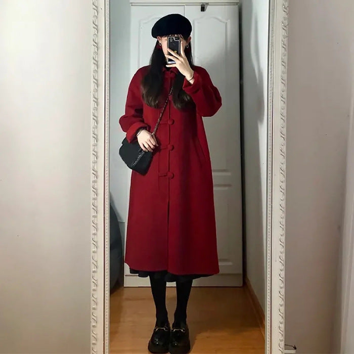 Petite Hepburn Style Mid-length Woolen Coat