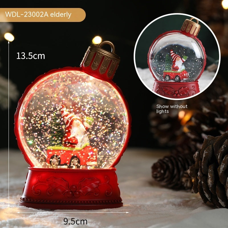 Festive Ornament-Shaped Light-Up Battery-Operated Plastic Snow Globe Christmas Decoration in Assorted Styles