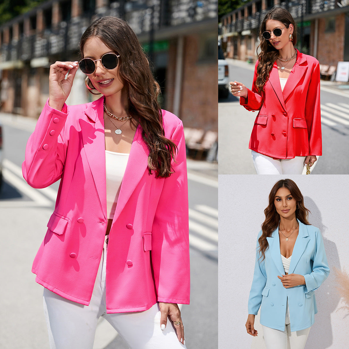 Women's Solid-color Lapel Long-sleeve Blazer