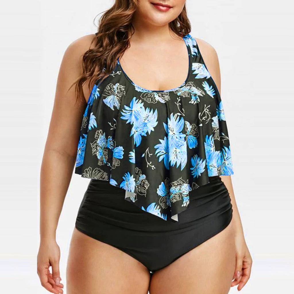 High-Tail Lotus print uit één stuk zwempak voor elegante flair