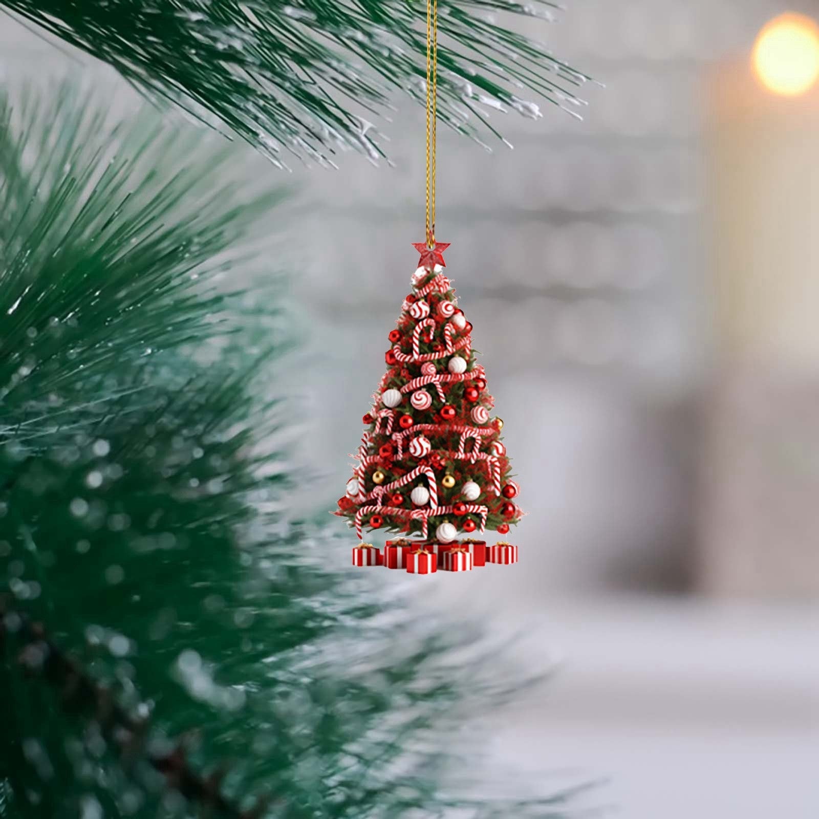 Kleurrijk kerstboom thema ornament met hangende draad