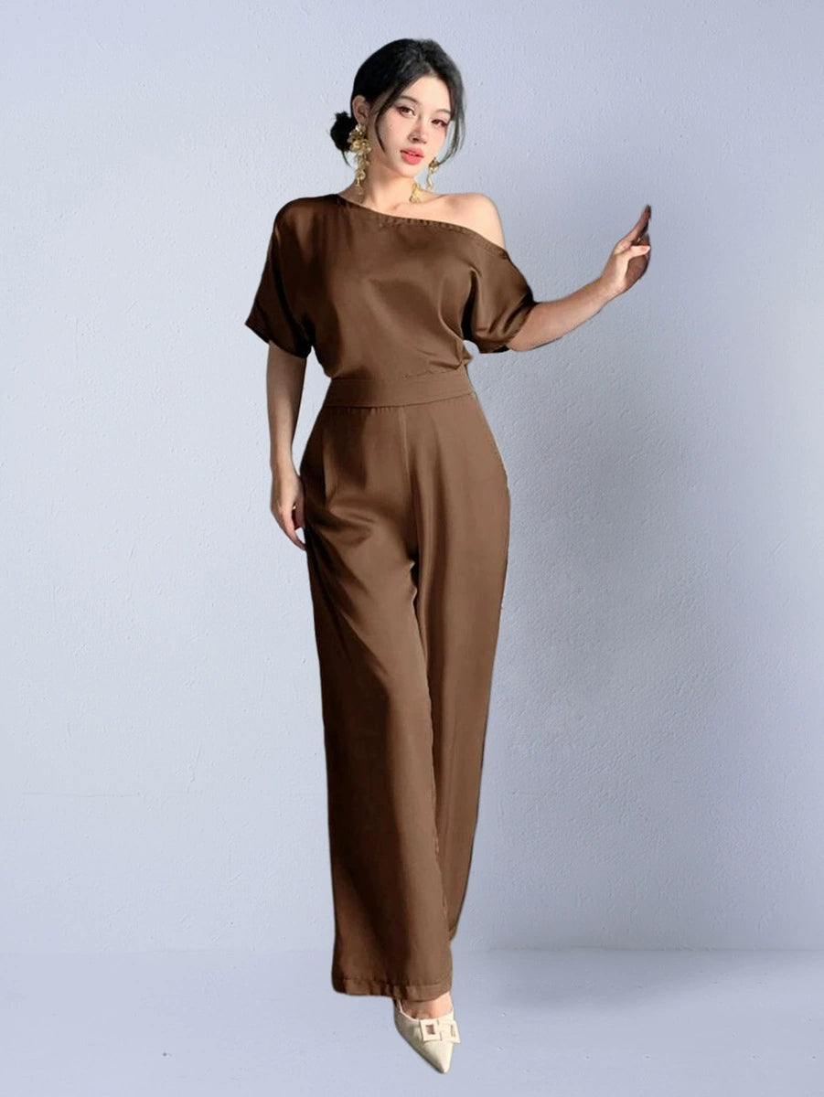 Silky-elegant Asymmetrical Jumpsuit For Women