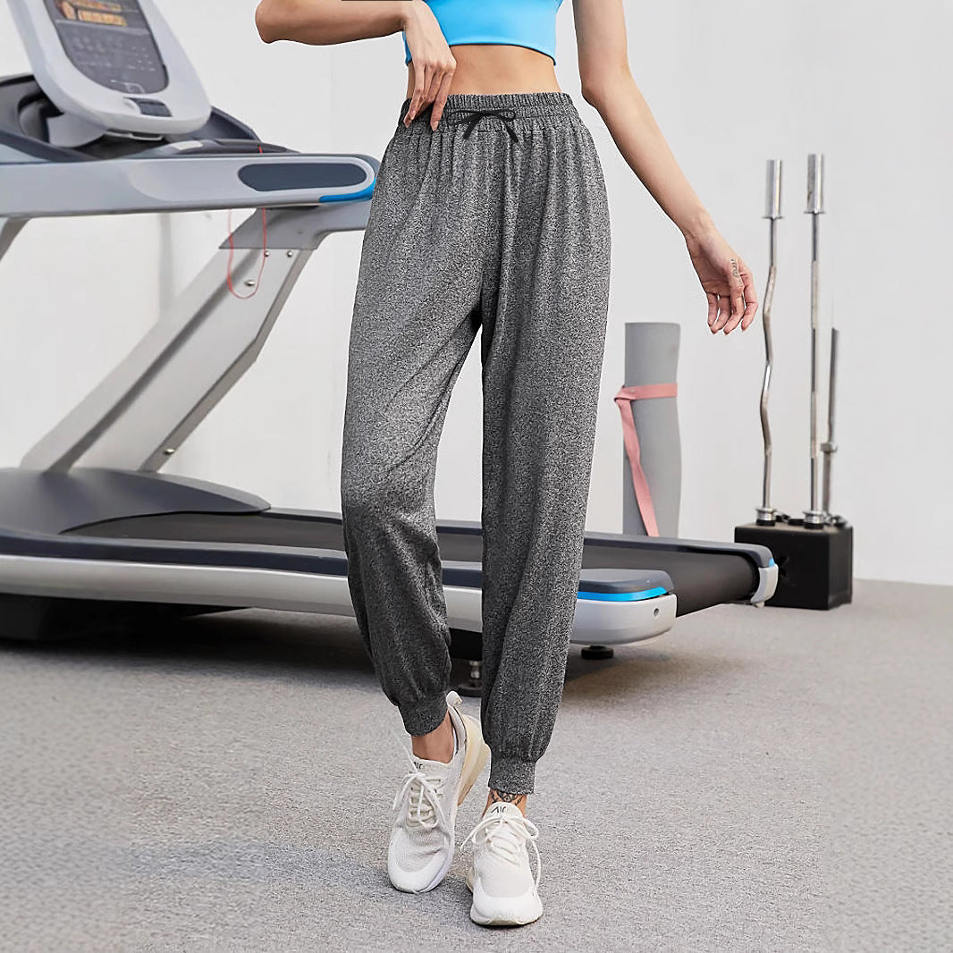 High-waisted Versatile Loose Casual Pants With Cuffed Ankles For Slimming Fitness Sports Trousers