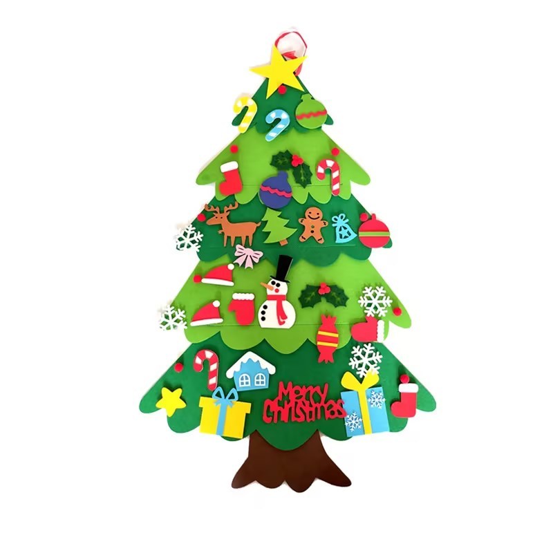 Wall Mounted Filt Christmas Tree met viltaccessoires voor kinderen