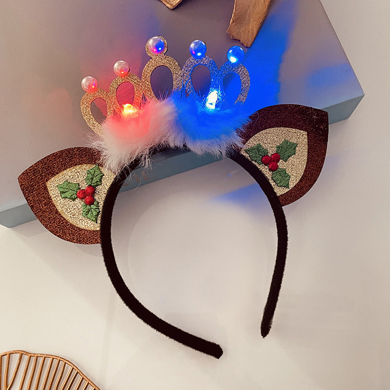 Christmas Tree Headband Hat with LED String Lights