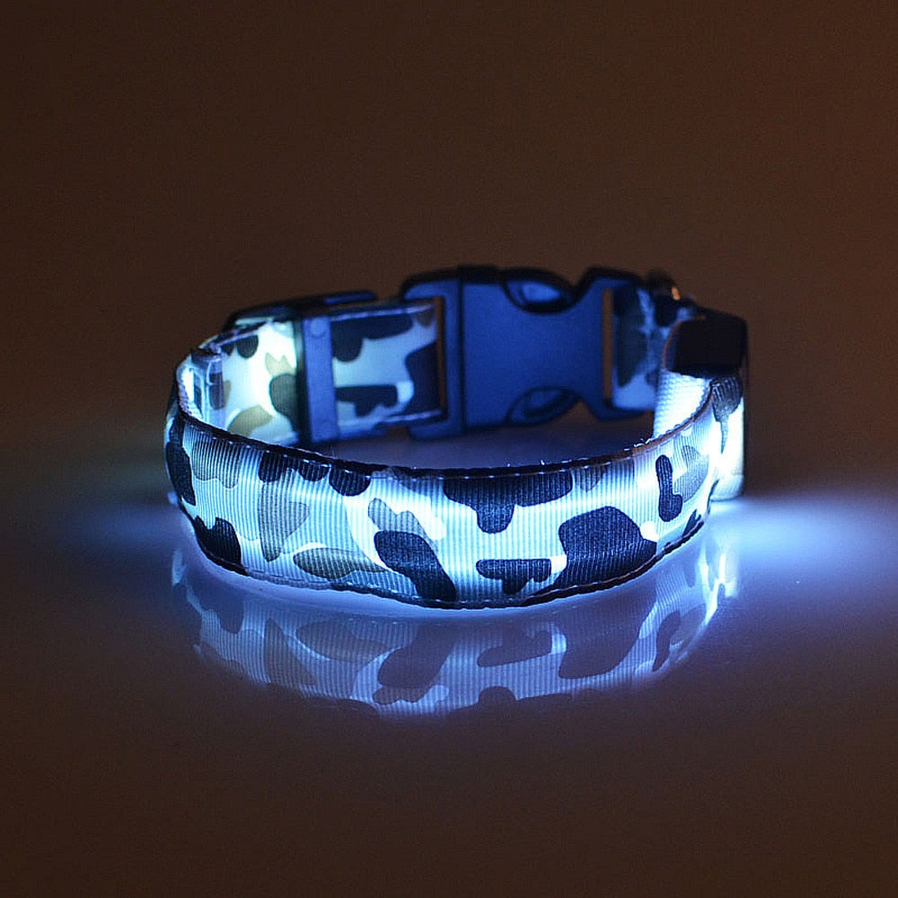 Camouflage Luminous Dog Collar For Night Safety