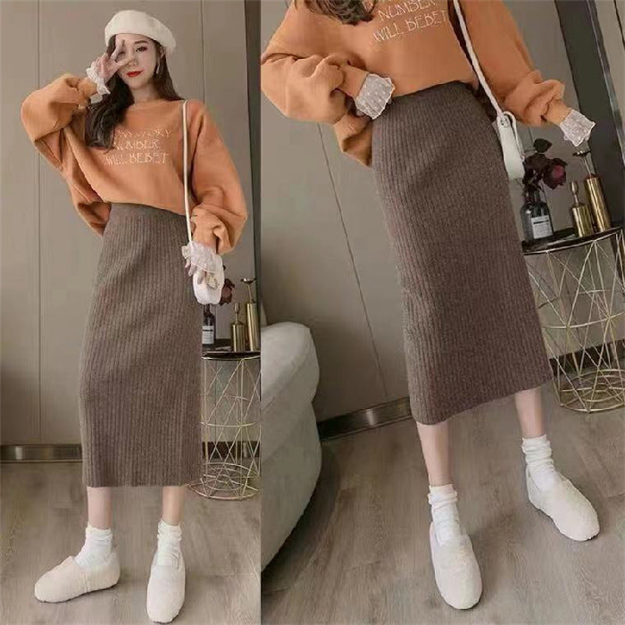 स्लिमिंग आराम के लिए हाई कमर स्ट्रेट स्वेटर ड्रेस