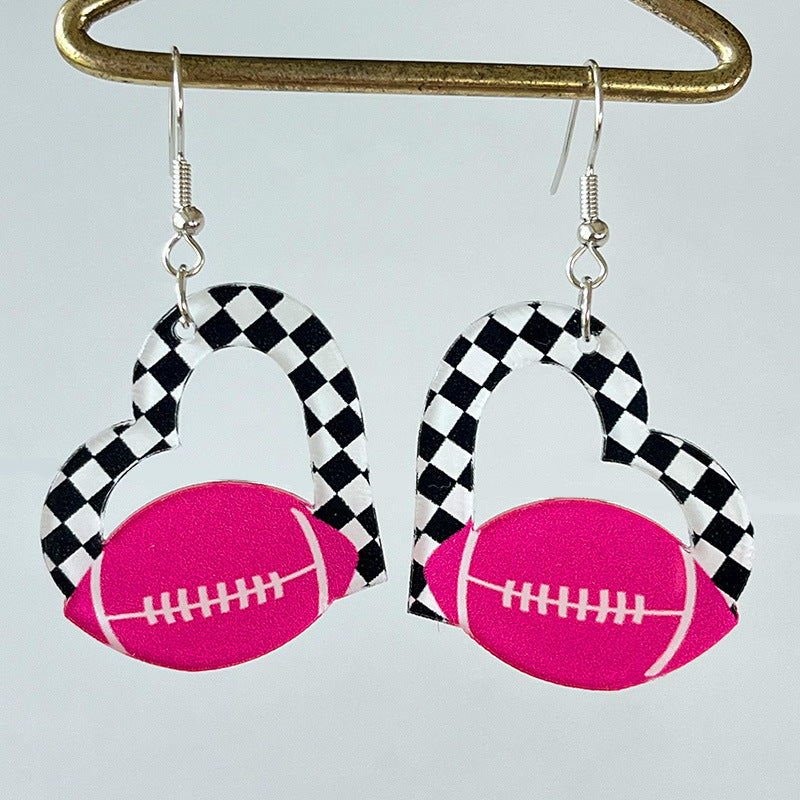 Pink & Checkerboard Retro 1980s-Style Christmas Acrylic Dangle Earrings in Assorted Styles