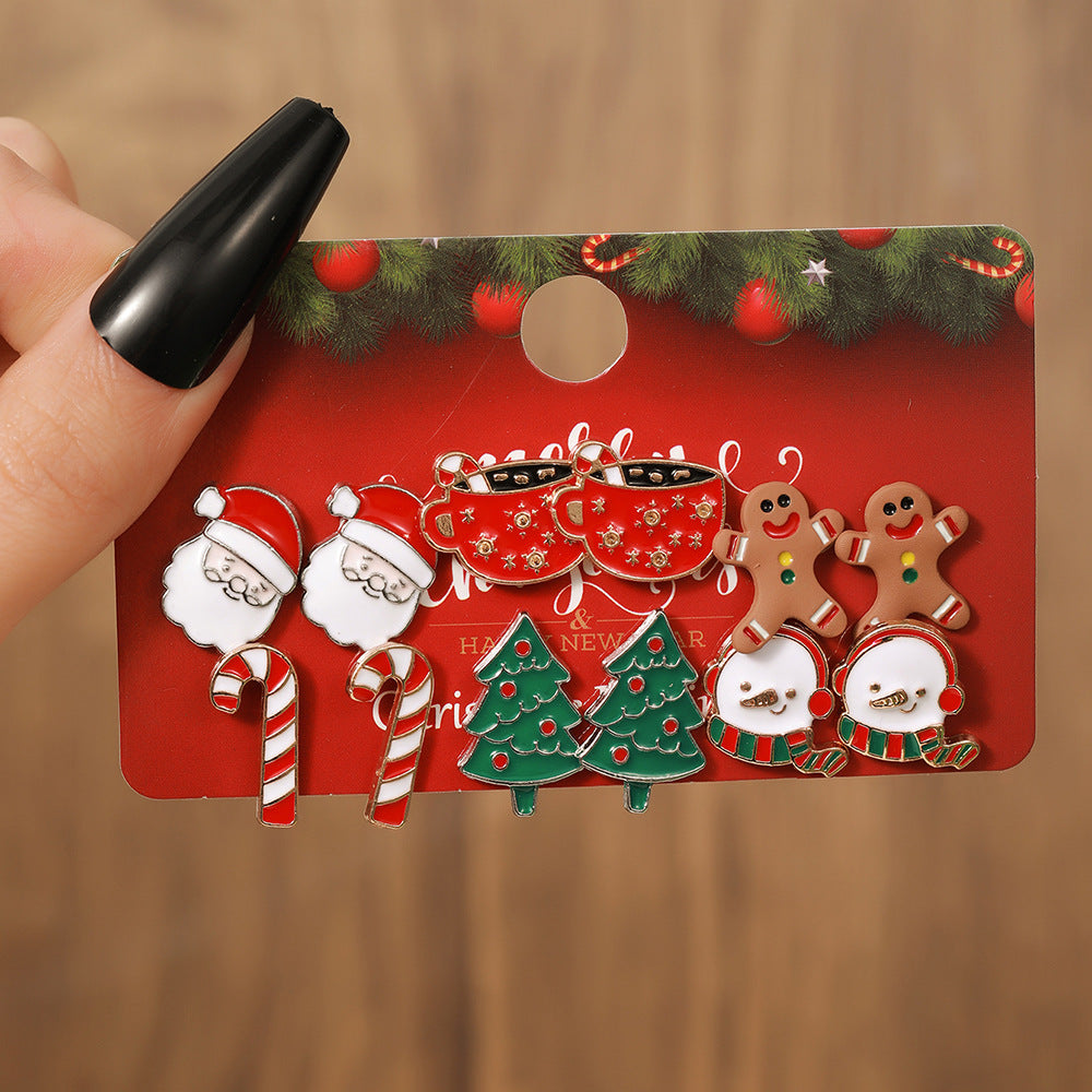 Christmas Themed Colorful Enamel Stud Back Earrings in Various Styles-Style 7-Theone Apparel