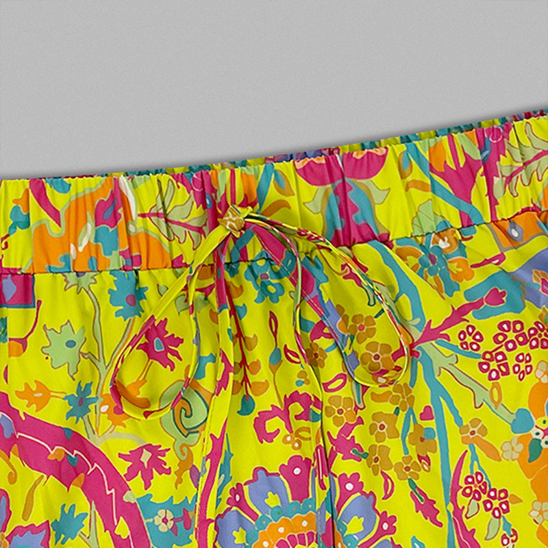 Blocco colorato Maxi gonna floreale con elastica corsetta