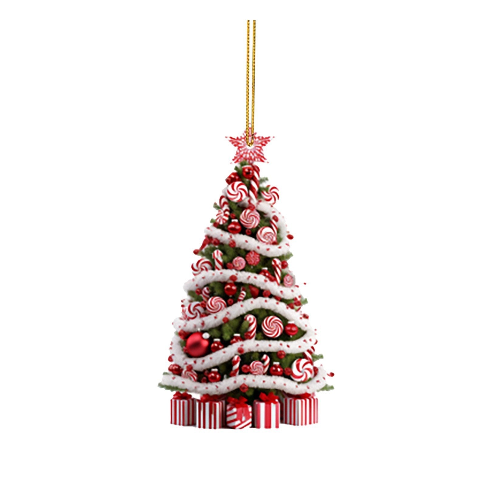 Colorful Christmas Tree Themed Ornament with Hanging Thread-Style 4-Theone Apparel