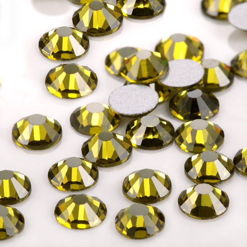 Colorful Rhinestone Jewel Nail Adornment in Multiple Colors-Olive green-Theone Apparel