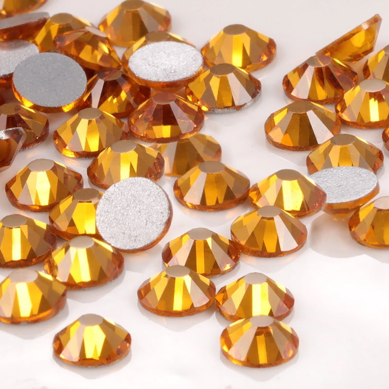 Colorful Rhinestone Jewel Nail Adornment in Multiple Colors-Gold yellow-Theone Apparel