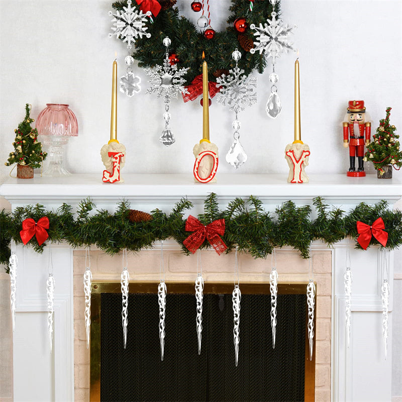 Crystal Clear Transparent Hanging Acrylic Beaded Snowflake Decorations-Theone Apparel