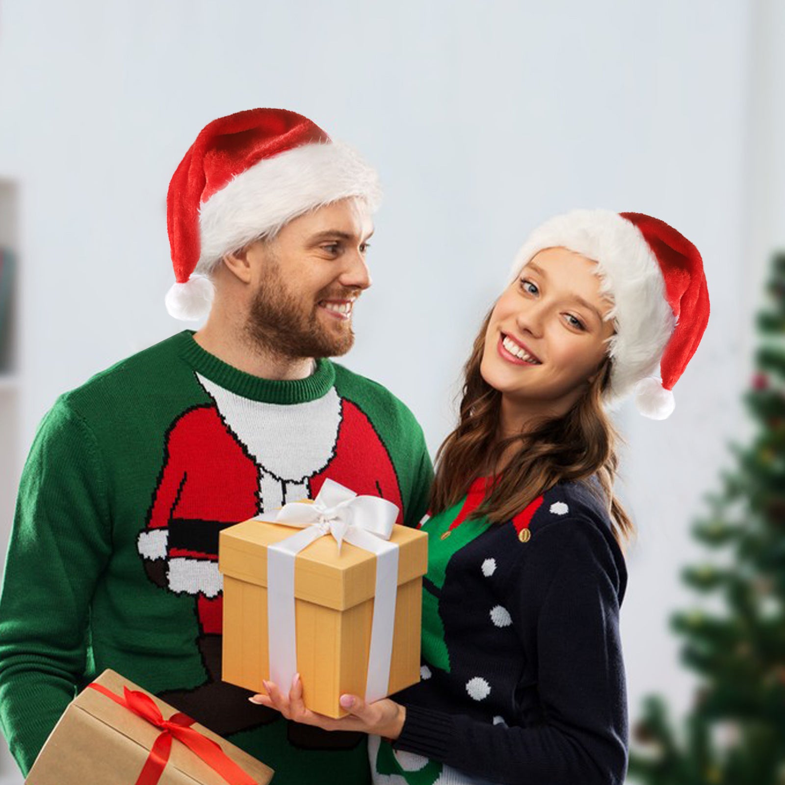 Cute Christmas Santa Hats with Built In Colorful LED Lights-Theone Apparel