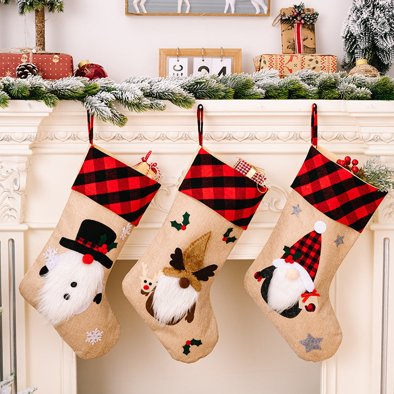 Cute Minimalist 3D Stocking with Red and White Checked Cuff-Theone Apparel