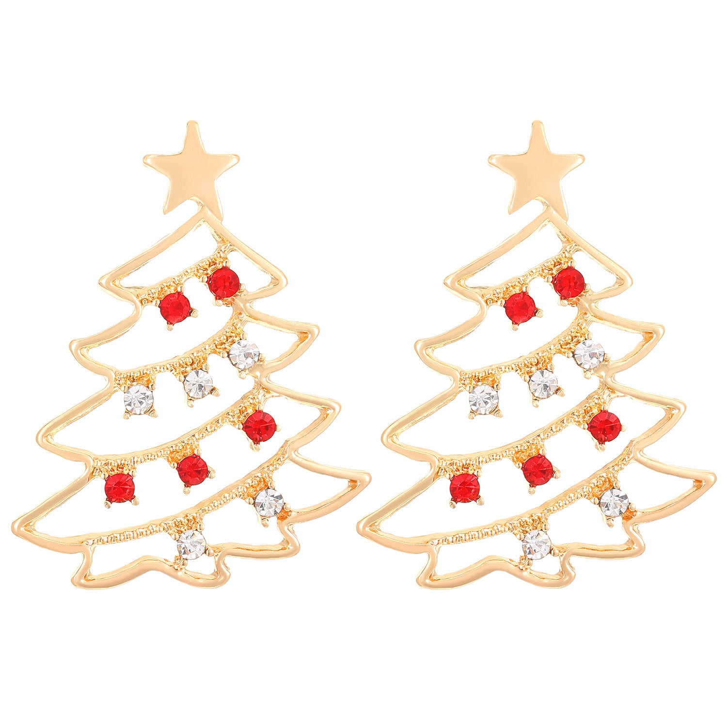 Cute Minimalist Christmas Tree Dangle Stud Back Earrings