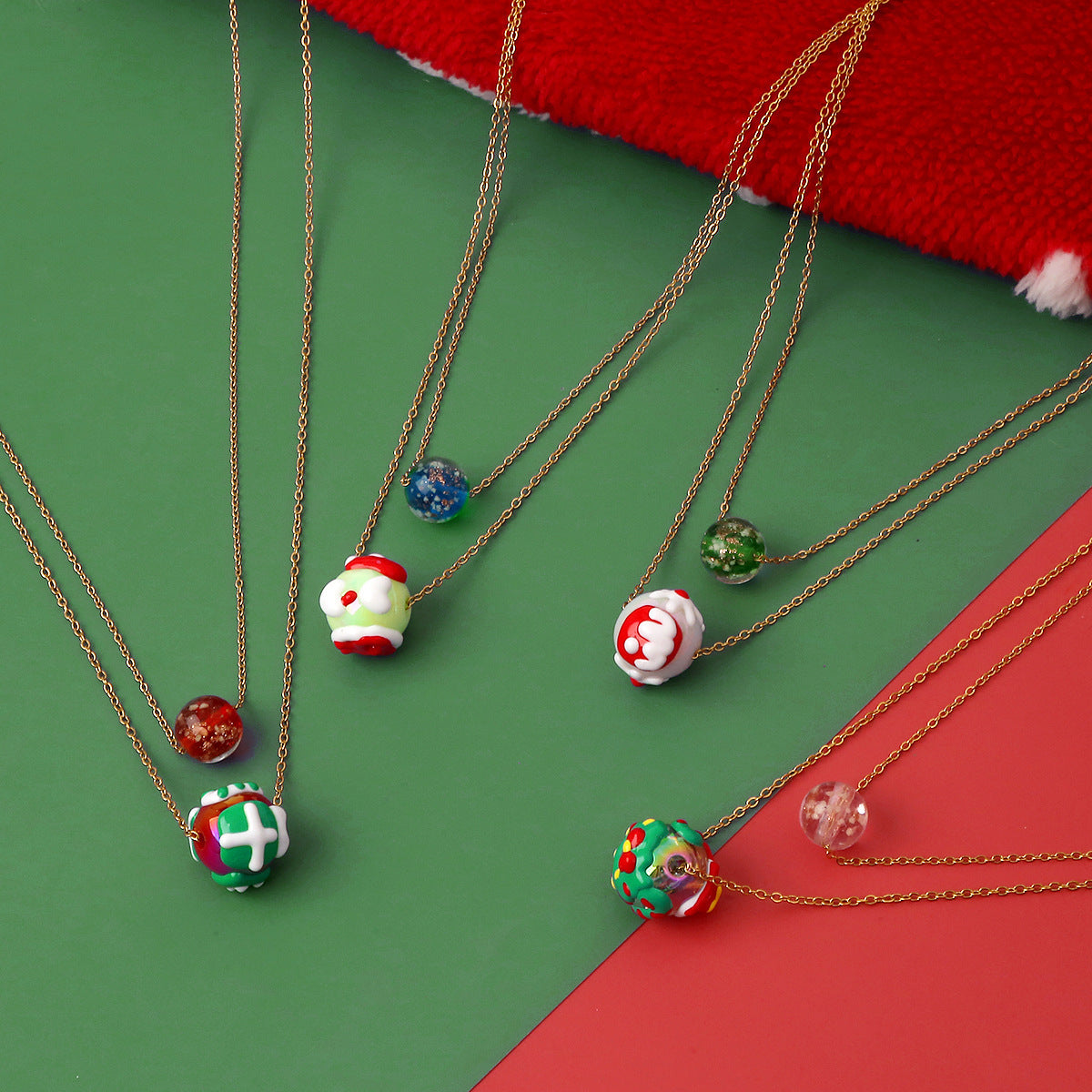 Double-Chain Two-Layer Bead-Accent Women's Fashion Statement Necklace in Assorted Styles