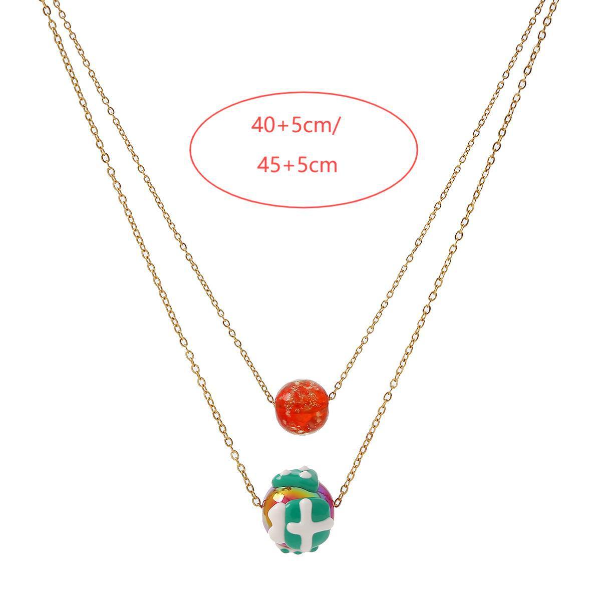 Double-Chain Two-Layer Bead-Accent Women's Fashion Statement Necklace in Assorted Styles
