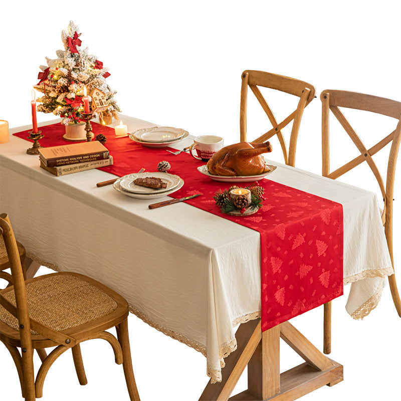 Elegant Satin Polyester Jacquard Christmas Table Runner in Assorted Colors-Theone Apparel