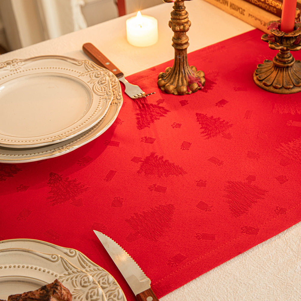 Elegant Satin Polyester Jacquard Christmas Table Runner in Assorted Colors-Theone Apparel
