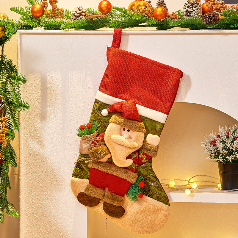 Farmhouse Style 3D Christmas Stocking with Santa, Reindeer and Snowman Options-Elderly-Theone Apparel