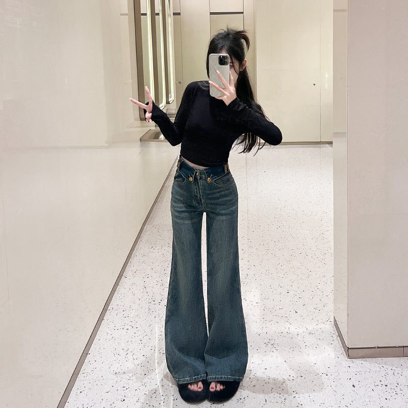 Flared Straight Jeans for Pear-Shaped Autumn Styling-Theone Apparel