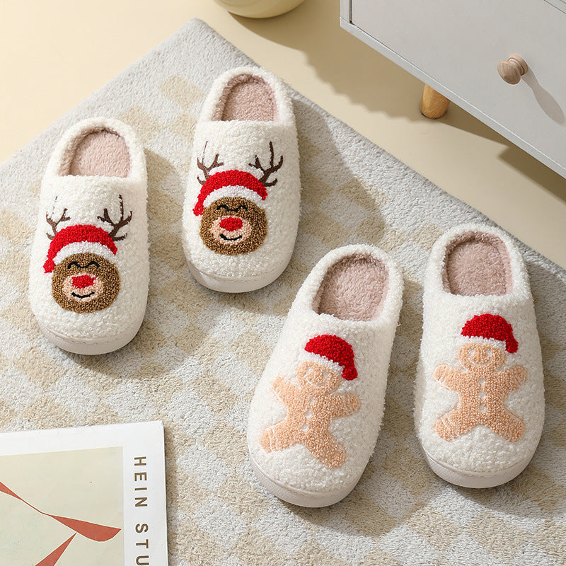 Fleece gevoerde zachte slip op gesloten teen huisschoenen voor Kerstmis