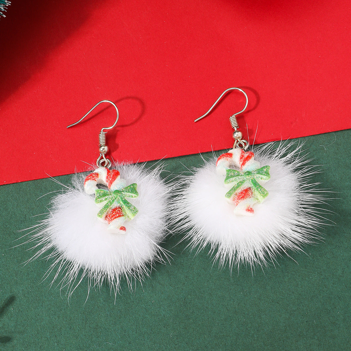 Flufffy Christmas Themed Puffball Earrings in Various Patterns