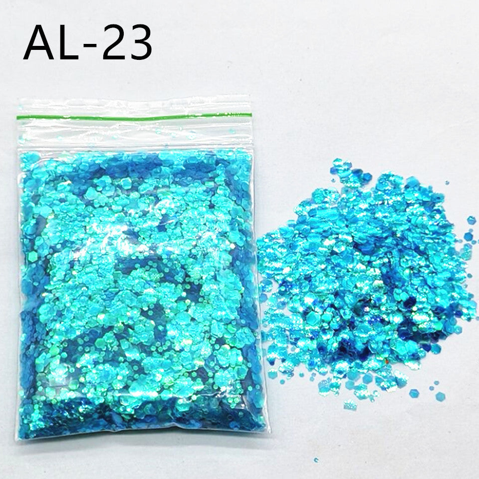 Glittery Sequin Nail Powder for Nail Art and Decoration-AL Crystal Blue-Theone Apparel