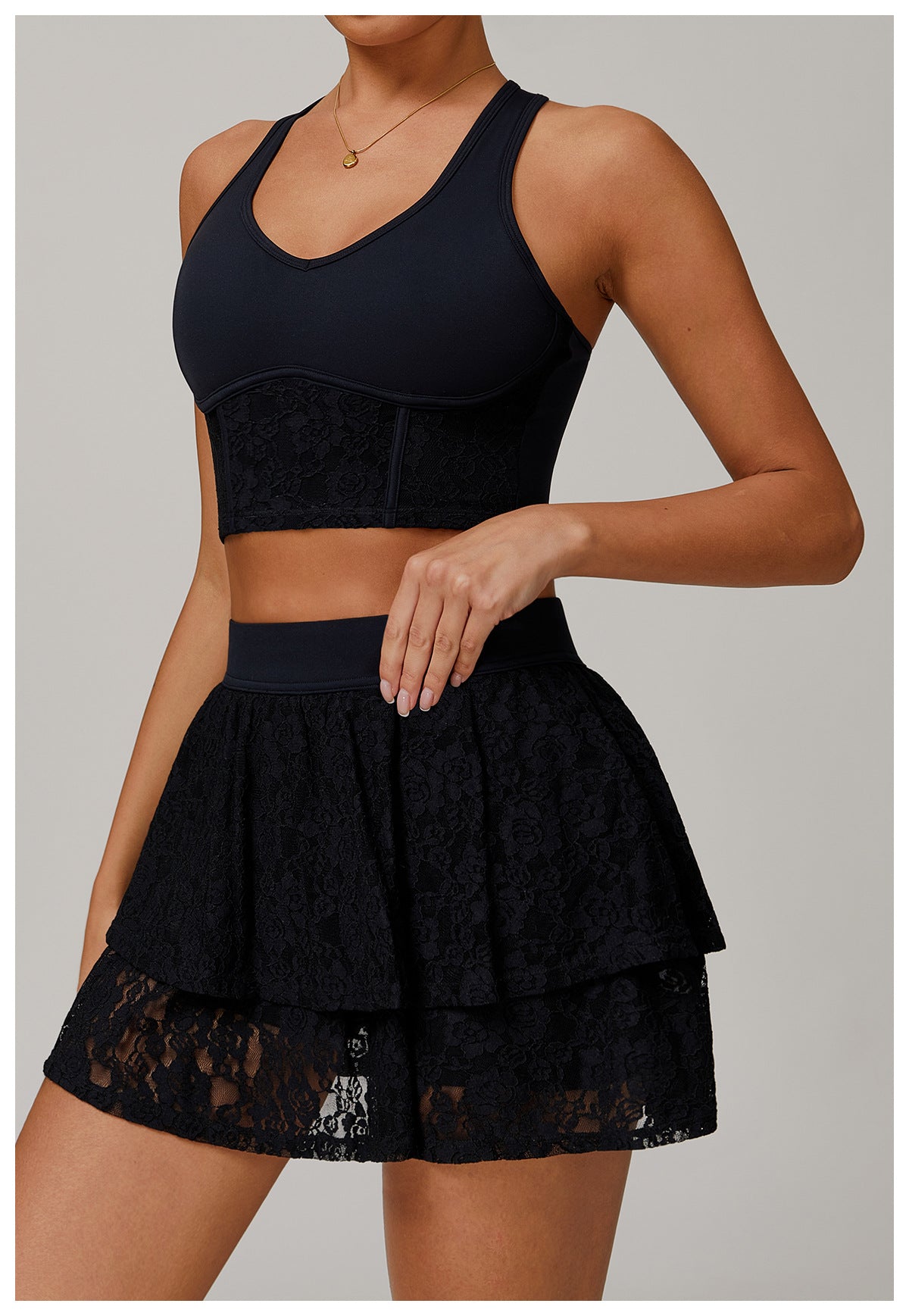 Mesh Lace Yoga Skirt For Breathable Active Comfort-Theone Apparel