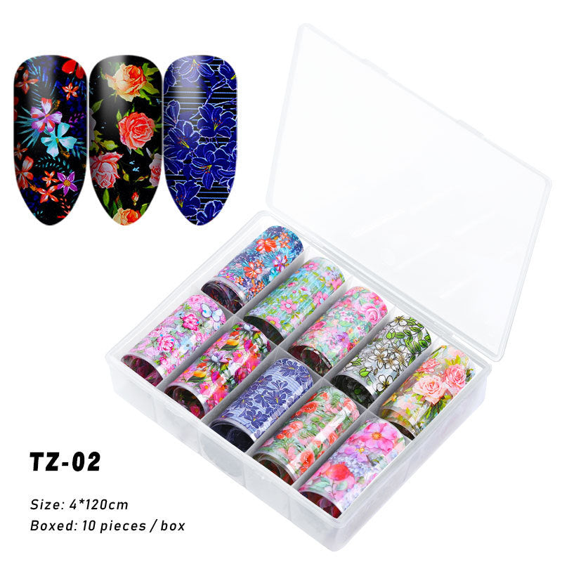 Multicolored and Multipatterned Nail Wraps 10 Piece Set-TZ02-Theone Apparel