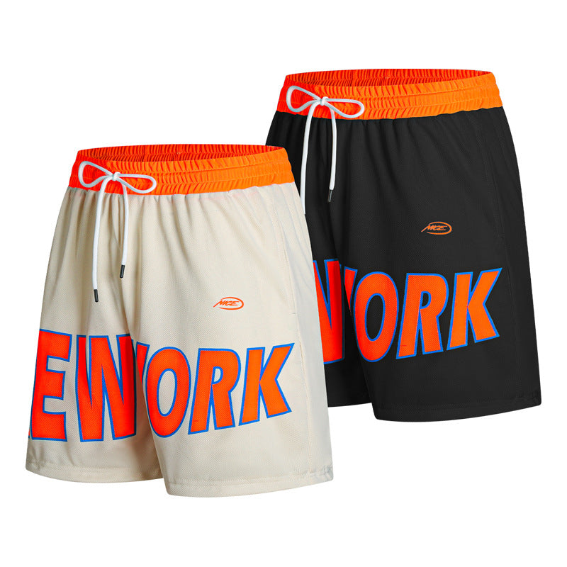 Breathable Mesh Shorts with Bold Letter Print Design