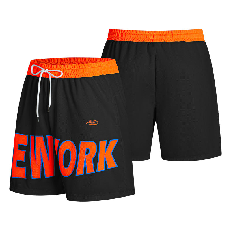 Breathable Mesh Shorts with Bold Letter Print Design