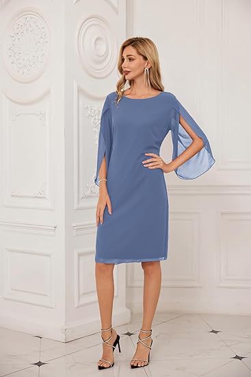 Vestido de chiffon sólido de manga irregular sofisticada para elegância sem esforço