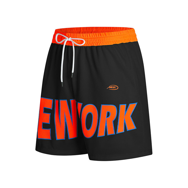 Breathable Mesh Shorts with Bold Letter Print Design
