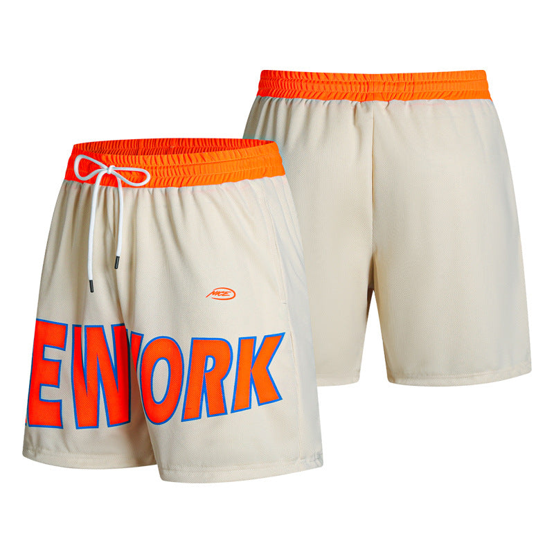 Breathable Mesh Shorts with Bold Letter Print Design