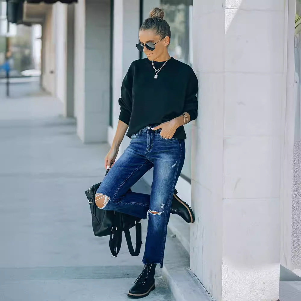 Jeans di scarico di rimbalzi Slim-Fit per lo stile autunnale invernale