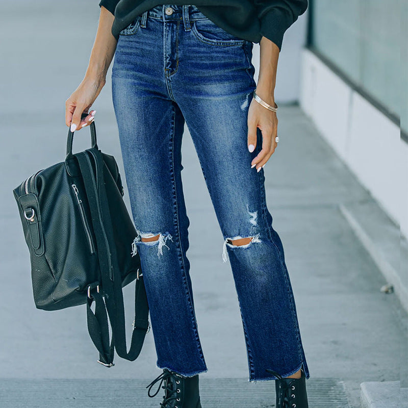 Jeans di scarico di rimbalzi Slim-Fit per lo stile autunnale invernale