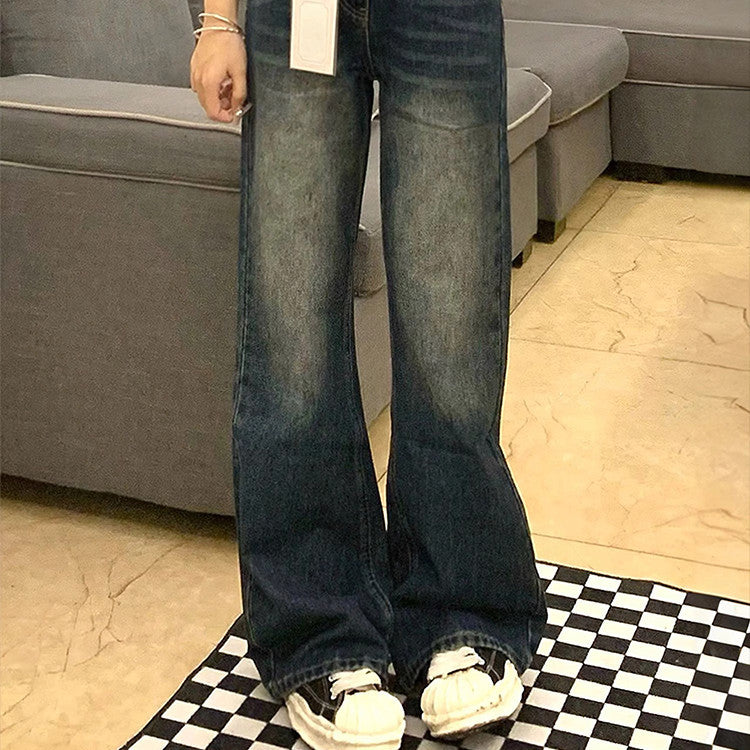 Jeans attillati blu retrò taglie forti per donne
