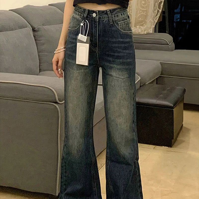 Jeans attillati blu retrò taglie forti per donne