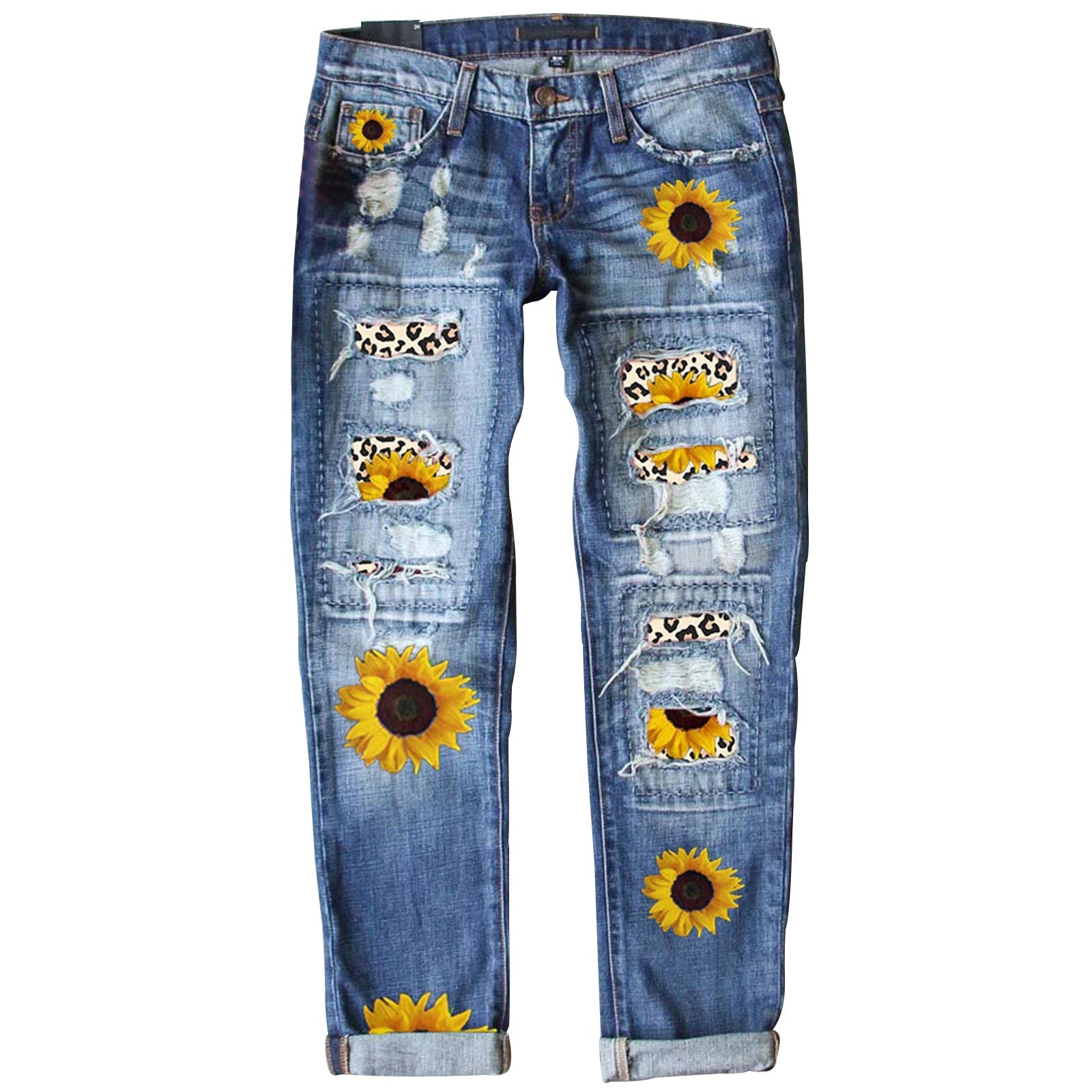 Slim-Fit Printed Denim Pants with Graphic Edge-Theone Apparel