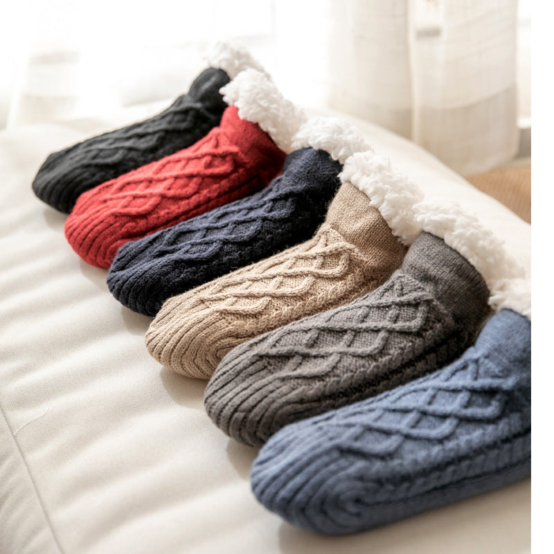 Soft Knit Style Winter Socks with White Fleece Lining in Multiple Colors-Theone Apparel