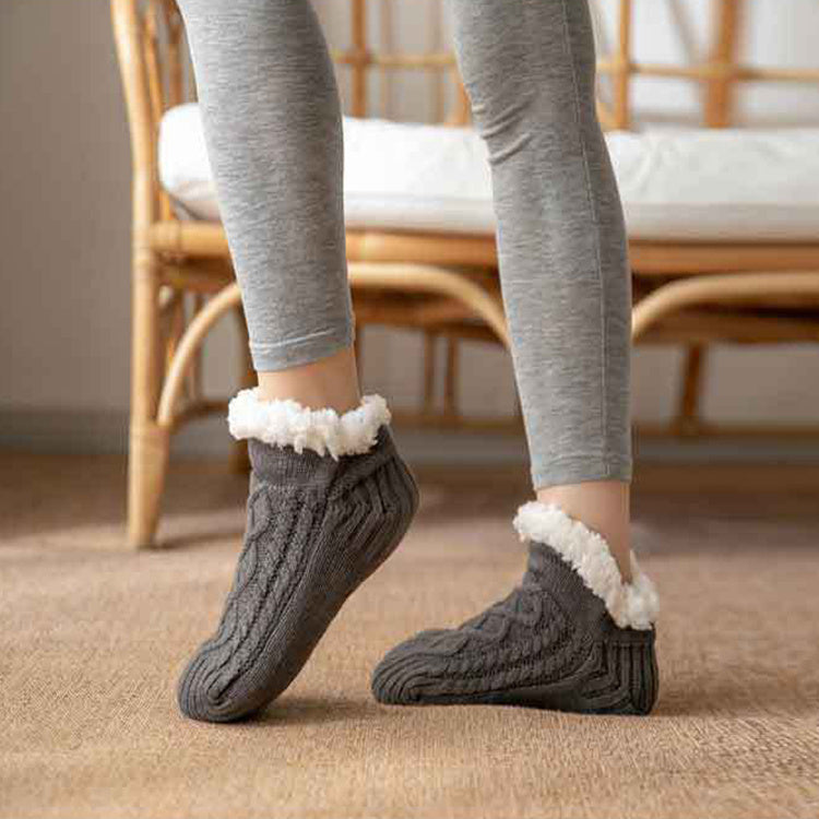 Soft Knit Style Winter Socks with White Fleece Lining in Multiple Colors-Theone Apparel