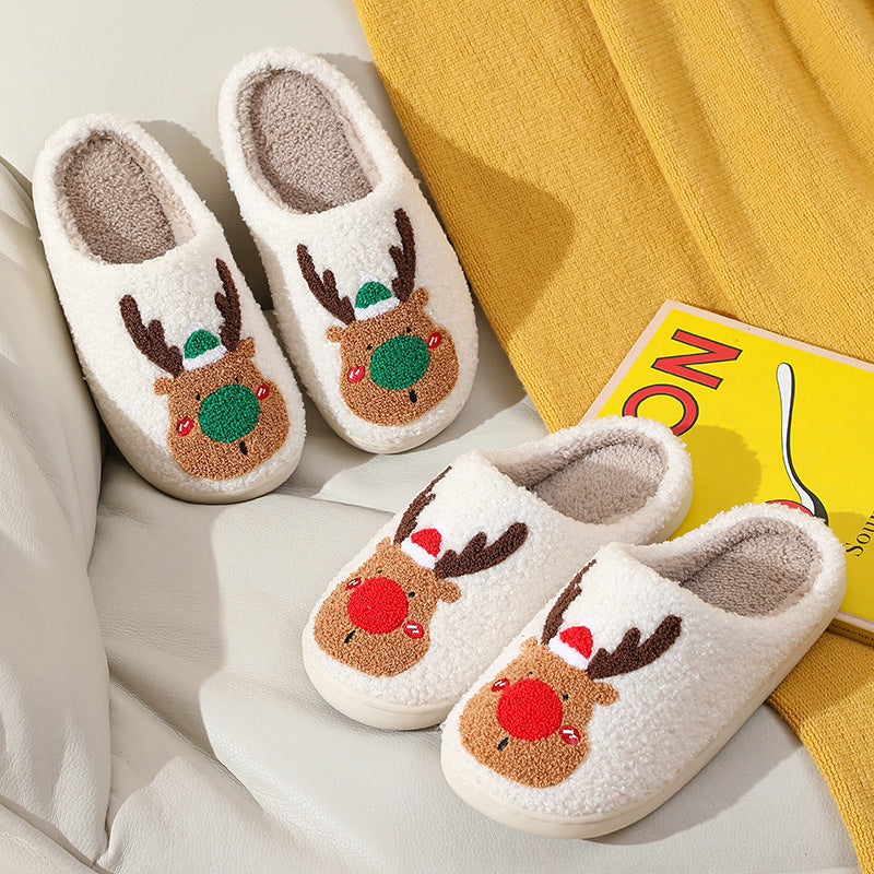 Zachte en warme fleece gevoerde kerstthema -slip op slippers