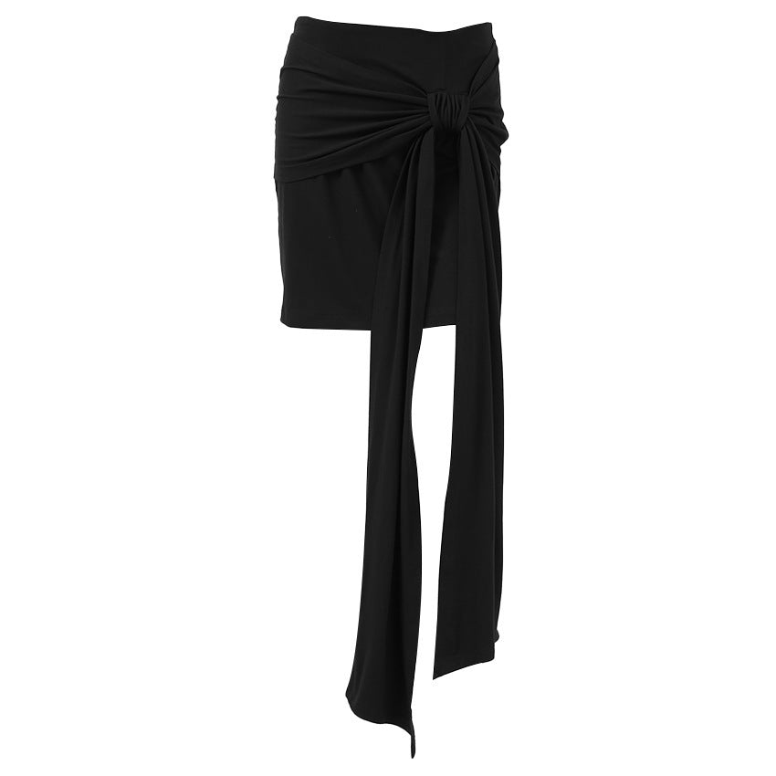 Solid Color Loose Satin Skirt For Relaxed Luxe Style-Theone Apparel